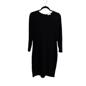 Vince Dress Womens Large Black Long Sleeve Sheath Knee Length Crew Neck Pencil